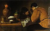 Diego Rodriguez de Silva Velazquez Two Young Men at a Table painting